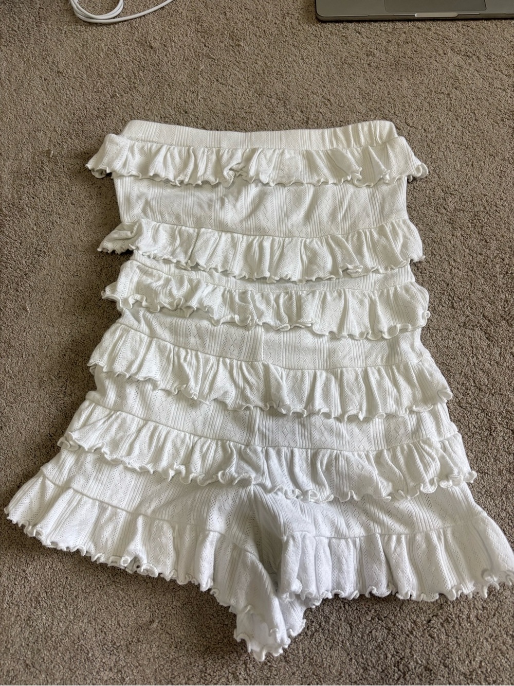 White Ruffle Tiered Romper - Women's